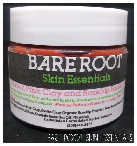 French pink clay and rosehip facial clay mask