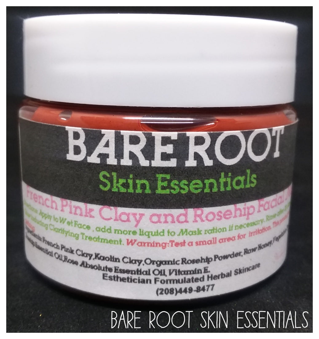 French pink clay and rosehip facial clay mask